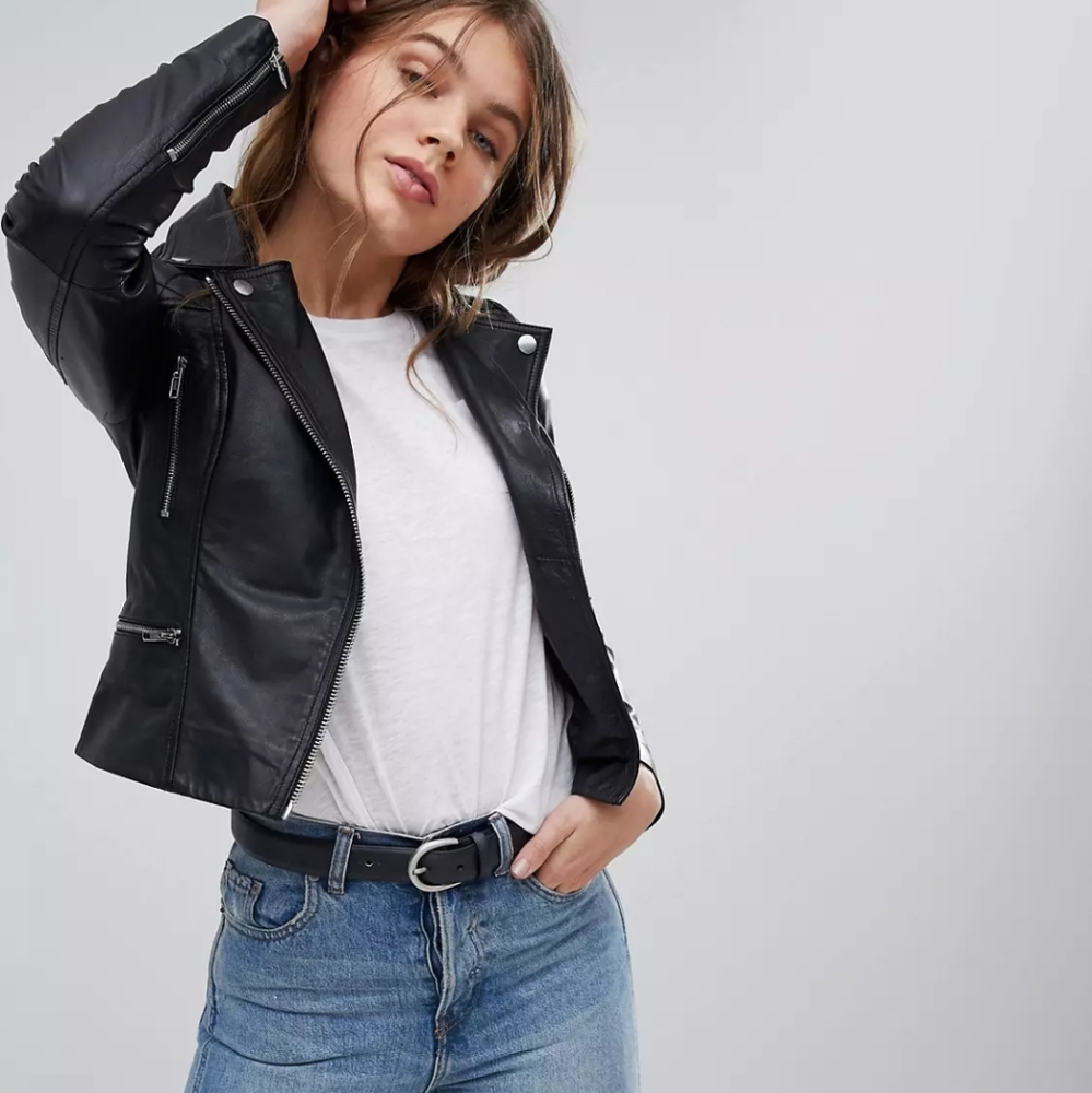 Leather biker jacket
